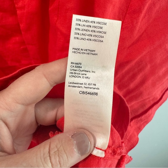 We the Free Anabelle Cropped Linen Blend Button Front Top XS Coral - Picture 3 of 6